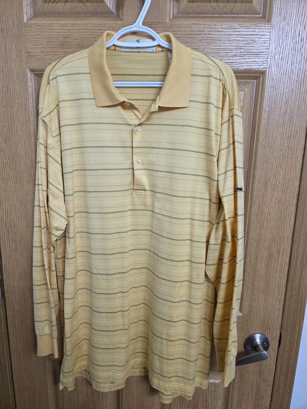 Fairway & Greene Men's Pale Yellow Striped Long-Sleeve Polo